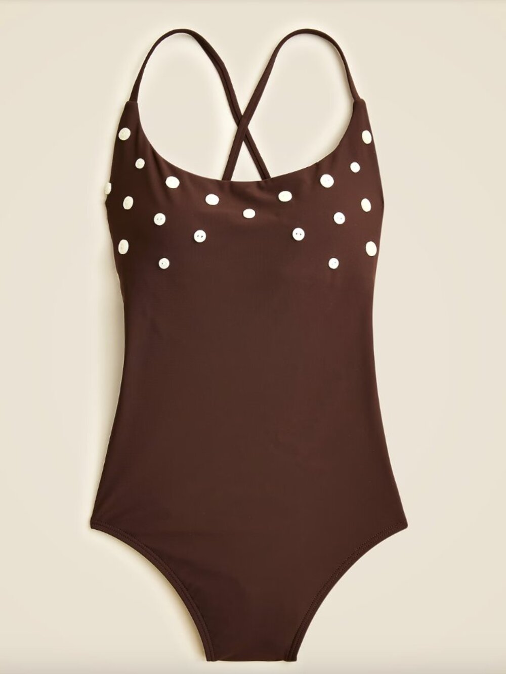 NWT! J. CREW Inky Espresso Button-trim Scoopback One-piece Swimsuit Size 8